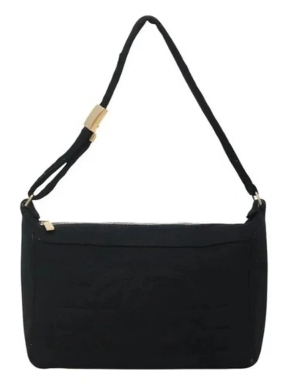 CHANEL Choco Bar line Shoulder Bag Canvas Black CC Auth BA034